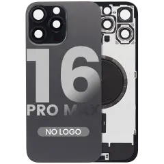 Back Glass With Steel Plate With MagSafe Magnet Pre-Installed Compatible For iPhone 16 Pro Max (No Logo) (Black Titanium) - Apple iPhone 16 Pro Max